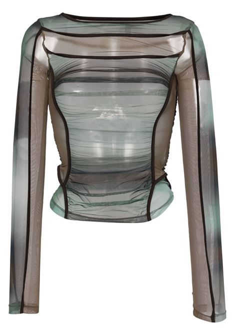 Green and brown Deconstructed Grenadine top Feng chen wang - women